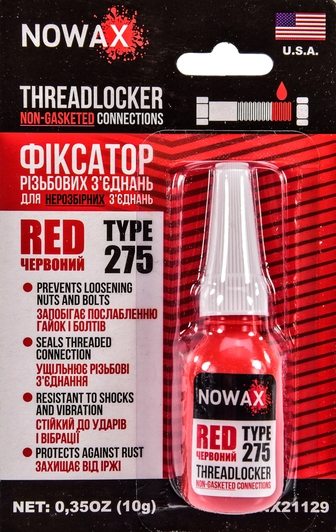 Фіксатор нарізі Nowax Threadlocker Non-Gasketed Connections червоний 10 г