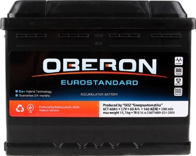 Аккумулятор Oberon 6 CT-60-L Eurostandard AKBLU1003