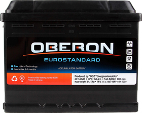 Аккумулятор Oberon 6 CT-60-R Eurostandard AKBLU1004