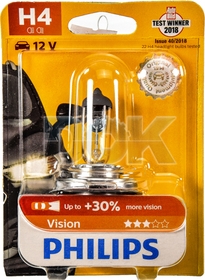 Автолампа Philips Vision H4 P43t-38 55 W 60 W прозрачная 12342PRB1