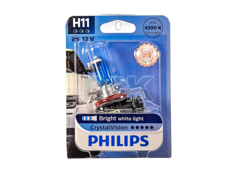 

Автолампа Philips 12362CVB1 CrystalVision H11 PGJ19-2 55 W светло-голубая