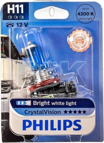 Автолампа Philips CrystalVision H11 PGJ19-2 55 W світло-блакитна 12362CVB1