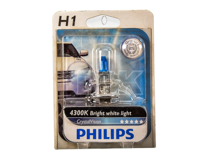 

Автолампа Philips 12258CVB1 CrystalVision H1 P14,5s 55 W синий