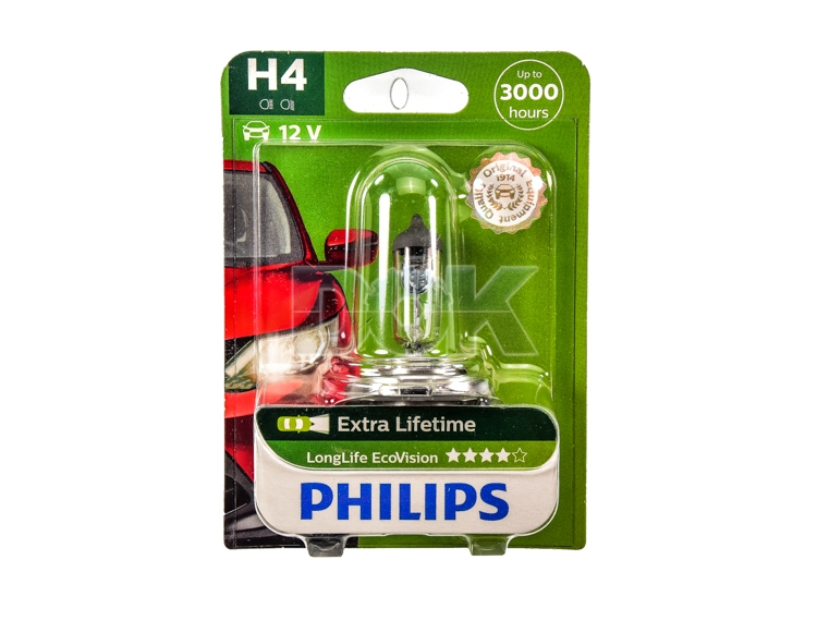 

Автолампа Philips 12342LLECOB1 LongLife EcoVision H4 P43t-38 55 W 60 W прозрачная