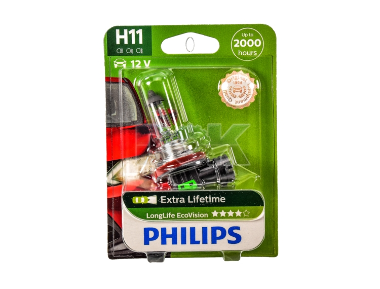 

Автолампа Philips 12362LLECOB1 LongLife EcoVision H11 PGJ19-2 55 W прозрачная