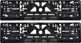 Комплект рамок номерного знака Poputchik 24-001 колір чорний на Audi