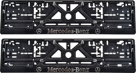 Комплект рамок номерного знака Poputchik 24-011 колір чорний на Mercedes-Benz
