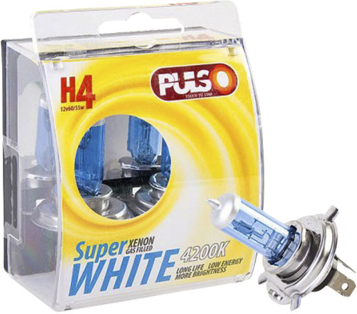 

Автолампа Pulso LP-42471 Super White H4 P43t 70 W 75 W синяя
