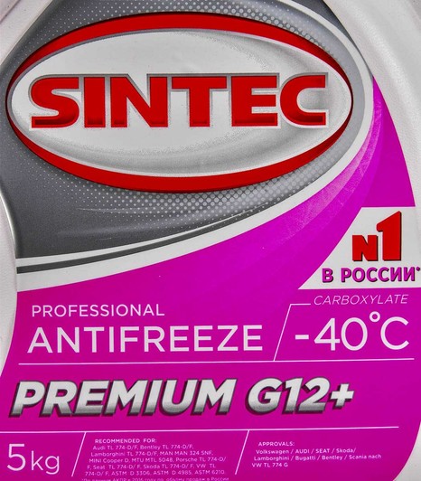 Готовый антифриз Sintec Premium G12+ розовый -40 °C 5 л