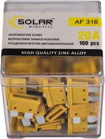 Запобіжник автомобільний Solar af316 FT midi (normal) 20A  100 шт.