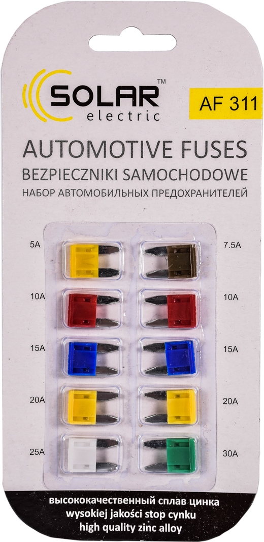 

Предохранитель автомобильный Solar af311 FN mini 5A 7,5A 10A 15A 20A 25A 30A 10 шт.