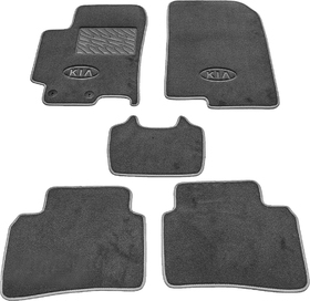 Комплект ковриков Sotra Premium серый с логотипом KIA ST90013-CH-GREY