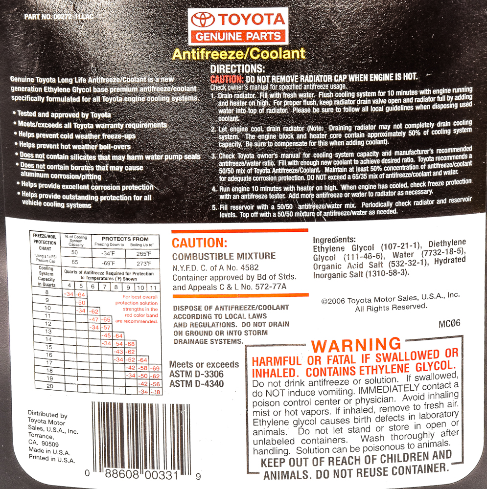 Toyota Long Life Antifreeze Coolant червоний концентрат антифризу (3,78 л) 3,78 л