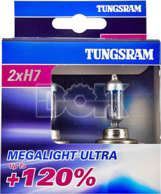 Автолампа Tungsram Megalight Ultra +120 H7 PX26d 55 W прозрачно-голубая 58520snu2d