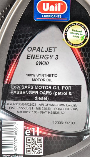 Моторное масло Unil Opaljet Energy 3 0W-30 1 л на Renault Duster