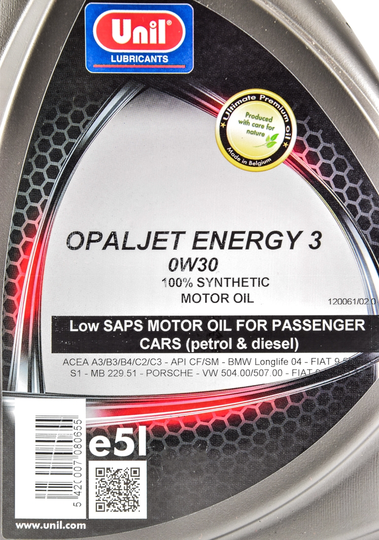 Моторное масло Unil Opaljet Energy 3 0W-30 5 л на Honda S2000