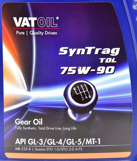 VatOil SynTrag TDL GL-3 / 4 / 5 MT-1 75W-90 (1 л) трансмиссионное масло 1 л