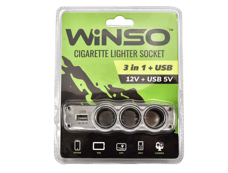 

USB переходник на прикуриватель Winso 3 в 1 + USB 200130