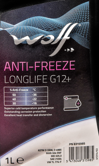 Wolf Long Life G12+ рожевий концентрат антифризу