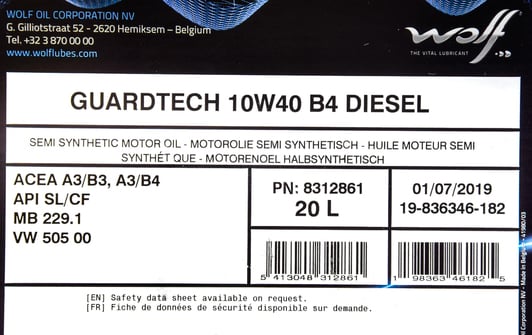 Моторное масло Wolf Guardtech B4 10W-40 20 л на Subaru Justy