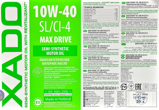 Моторное масло Xado Atomic Oil SL/CI-4 10W-40 20 л на Peugeot 505