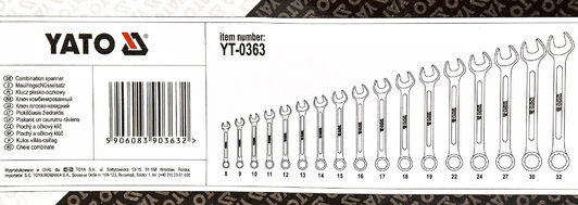 Набір ключів ріжково-накидних Yato Accelerator YT-0363 8-32 мм з шарніром 17 шт
