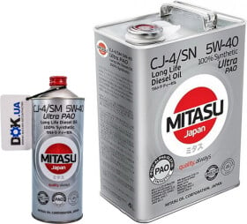 Моторное масло Mitasu Ultra Pao LL Diesel CJ-4/SN 5W-40 синтетическое