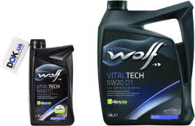 Моторна олива Wolf Vitaltech D1 5W-20 синтетична