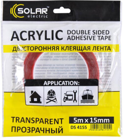 Двосторонній скотч Solar DS4155 на акриловій основі 15 мм x 5 м