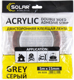 Двосторонній скотч Solar DS3155 на акриловій основі 15 мм x 5 м