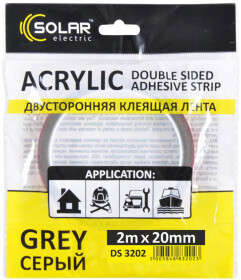 Двосторонній скотч Solar DS3202 на акриловій основі 20 мм x 2 м