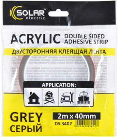 Двосторонній скотч Solar DS3402 на акриловій основі 40 мм x 2 м