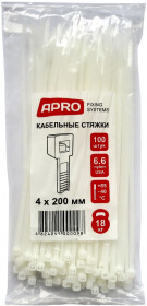 Стяжка Apro 22066 200 мм 4 мм 100 шт