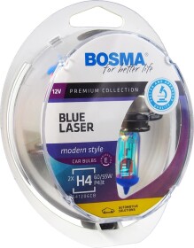Автолампа Bosma Blue Laser H4 P43t 55 W 60 W темно-голубая 3684