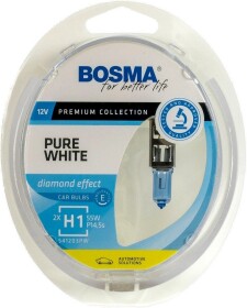 Автолампа Bosma PURE WHITE H1 P14,5s 55 W прозрачно-голубая 8900