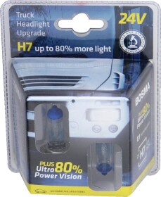 Автолампа Bosma PLUS 80% ULTRA POWER VISION H7 PX26d 70 W прозрачно-голубая 9730