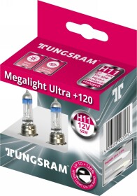 Автолампа Tungsram Megalight Ultra +120 H11 PGJ19-2 55 W прозрачно-голубая 53110snu2d