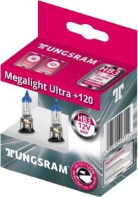 Автолампа Tungsram Megalight Ultra +120 HB3 P20d 60 W прозрачно-голубая 53810nu2d