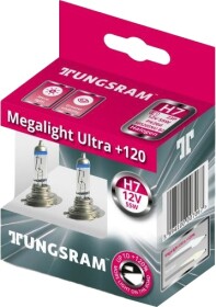 Автолампа Tungsram Megalight Ultra +120 H7 PX26d 55 W прозрачно-голубая 58520SNU2PL