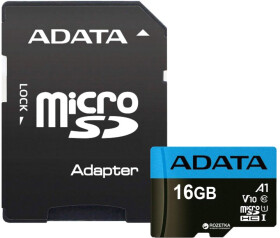 Карта памяти Adata Premier microSDHC 16 ГБ с SD-адаптером AUSDH16GUICL10A1-RA1