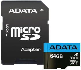 Карта памяти Adata Premier microSDXC 64 ГБ с SD-адаптером AUSDX64GUICL10A1RA1