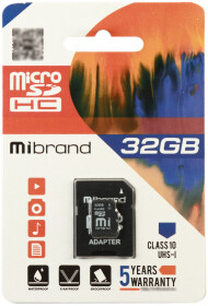 Карта пам’яті Mibrand microSDHC 32 ГБ з SD-адаптером MICDHU132GBA