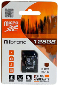 Карта памяти Mibrand microSDXC 128 ГБ с SD-адаптером