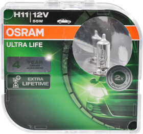 Автолампа Osram Ultra Life H11 PGJ19-2 55 W прозрачная 64211ulthcb