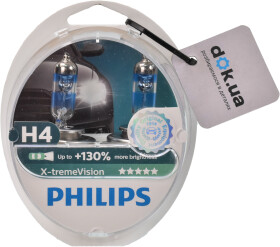 Автолампа Philips X-tremeVision +130% H4 P43t-38 55 W 60 W прозоро-блакитна 12342XVS2