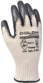 Перчатки рабочие Doloni Extragrab хб с латексным покрытием белые с черным