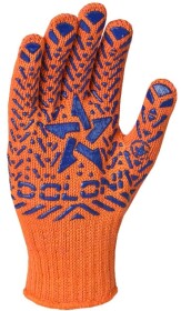 Перчатки рабочие Doloni Звезда трикотажные с покрытием ПВХ оранжевые