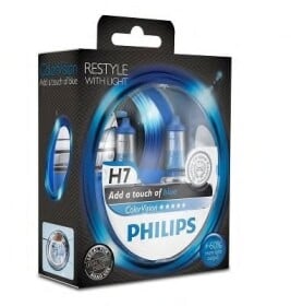 Автолампа Philips ColorVision H7 PX26d 55 W прозрачно-голубая 12972CVPBS2