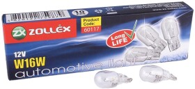 Автолампа Zollex W16W W2,1x9,5d 16 W прозора 60117