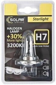 Автолампа Solar Starlight +30 H7 PX26d 55 W прозрачная 1207B1